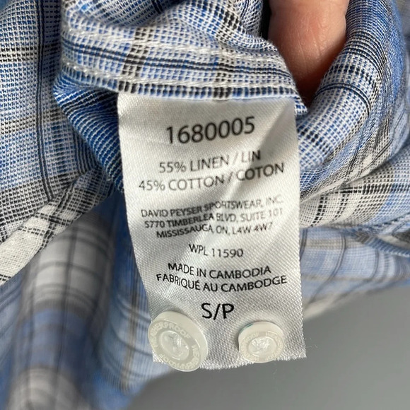 WEATHERPROOF NWT Mens Linen Blue Plaid Short Sleeve Button Down Shirt Preppy S - Picture 11 of 14